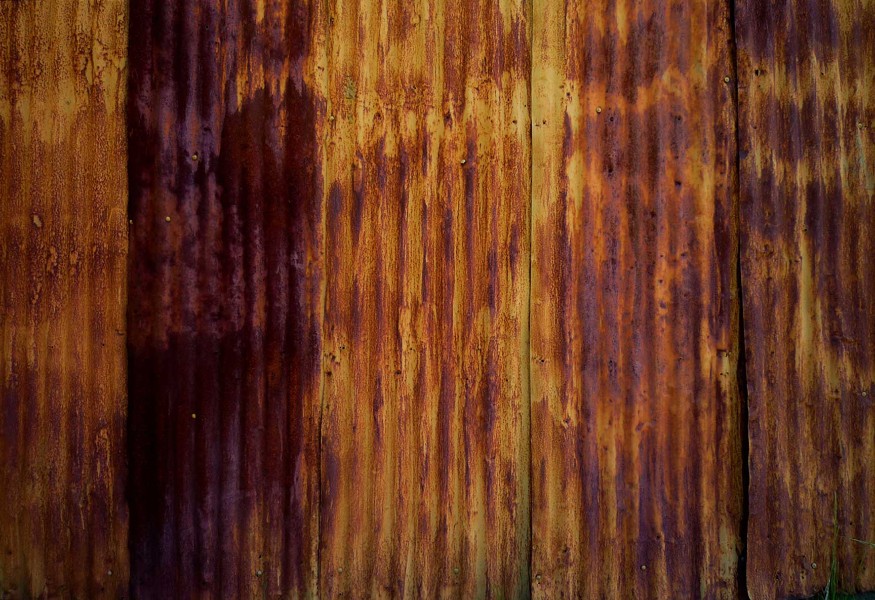 Weathered corrugated metal on an outbuilding at the ranch